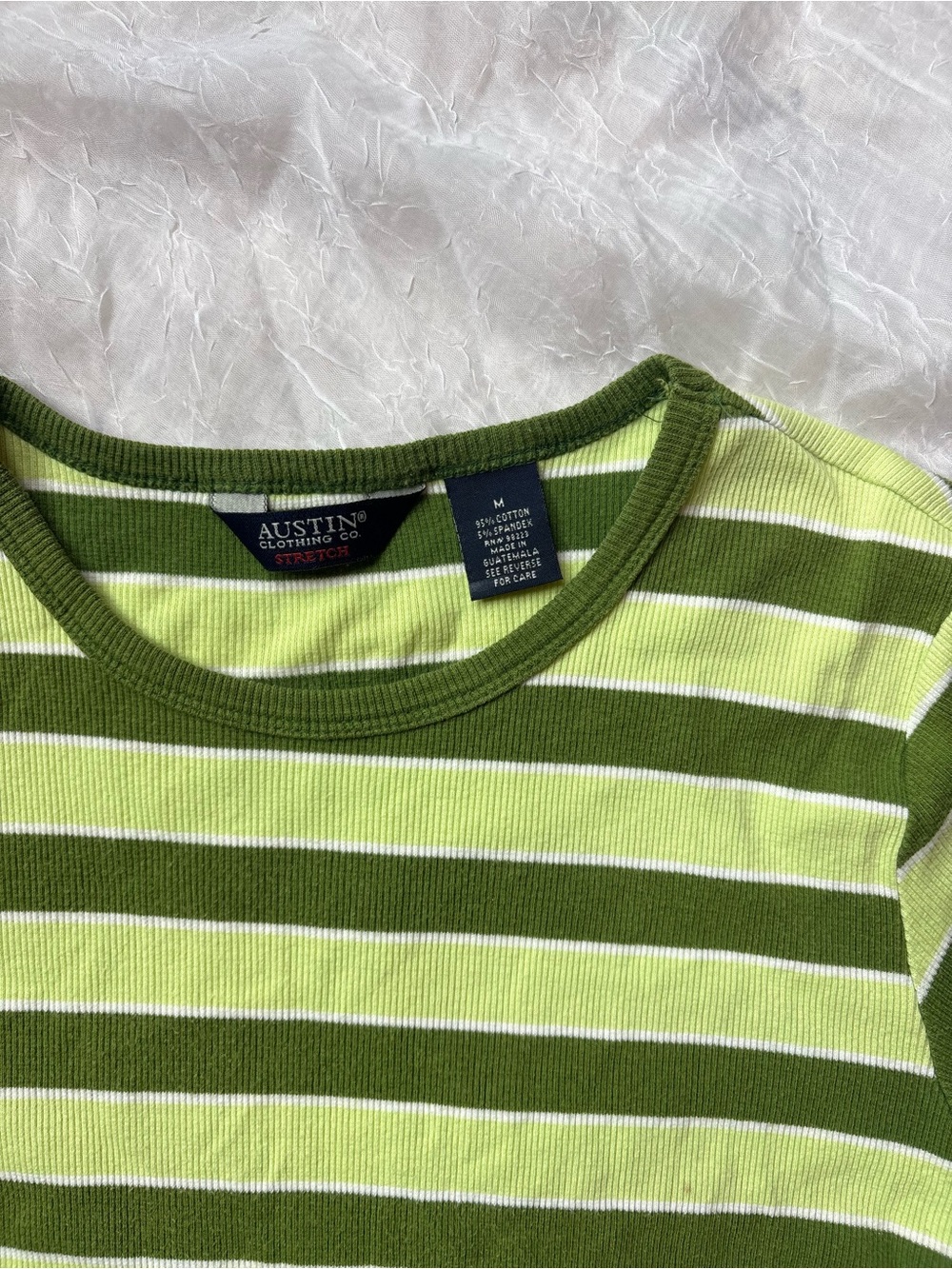 Austin Clothing Co. Olive and Lime Striped Ribbed Tee